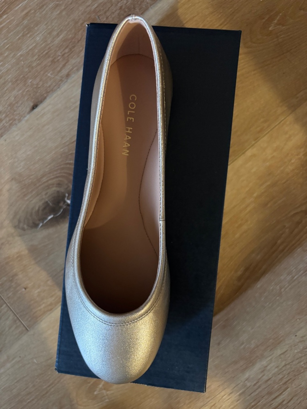 Cole Haan Metallic Gold Leather Ballet Flat - Picture 2 of 6